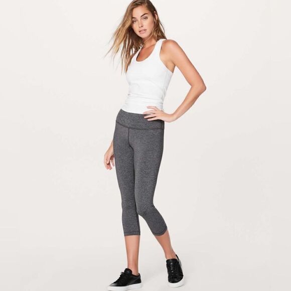 Lululemon Wunder Under Hi Rise Crop Legging  Heathered Gray - Picture 13 of 14
